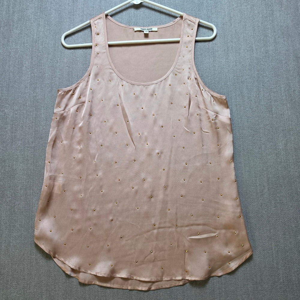 Daniel Rainn Tank Top Women S Pink Studded Satin Scoop Neck Sleeveless 12285